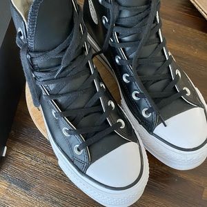 Leather platform converse